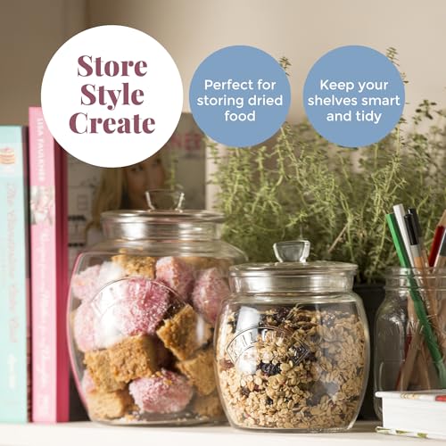 Kilner Premium 4L Universal Airtight Clear Glass Jar with Push Top Lid for Dry Food Like Grains, Spices, Pulses And Cereals | Transparent, BPA Free, Reusable Kitchen Storage Container, Fridge Safe - Image 2