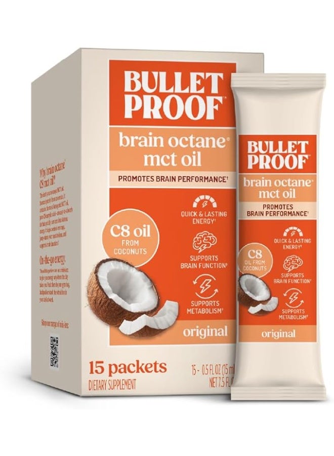 Bulletproof Brain Octane Oil Go Packs, Keto Diet Friendly Source of C8 Energy (15 Count) - Image 1