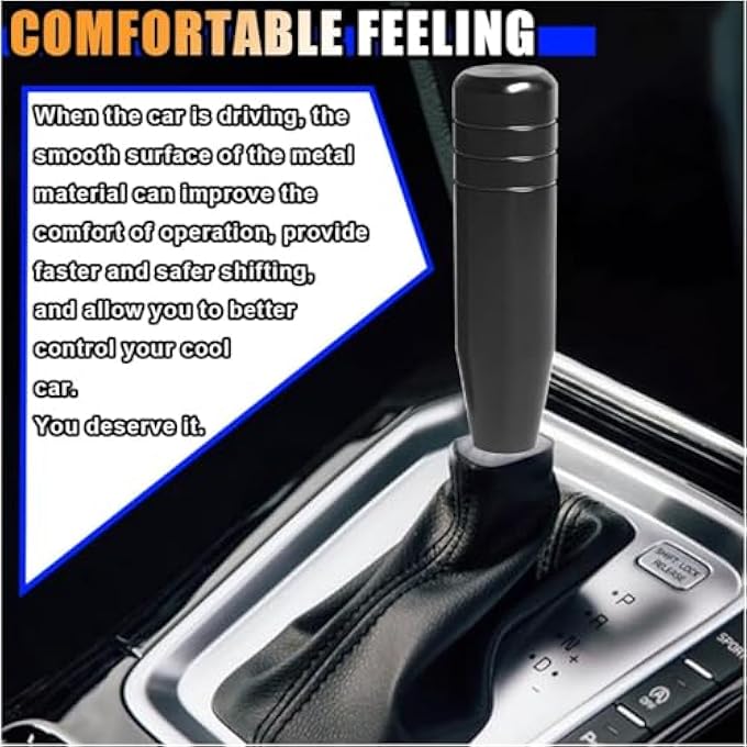 rayihni Weighted Shifter Knob 5 Inch Universal Aluminum Alloy Car Gear Lever Metal Stick Shift Handle Shifter Knobs Retainer for Manual Automatic Vehicles with 3 Adapters Black - Image 3