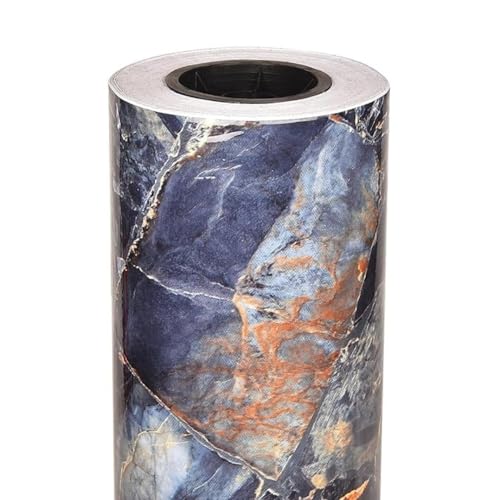 wall love Marble OilProof & Waterproof self-Adhesive Sheet Stickers Big Countertop Cabinet Furniture puja Room Kitchen,Home Sticker Wallpaper 60 x 200cm (Blue Gold Wallpaper) - Image 3