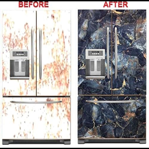 wall love Marble OilProof & Waterproof self-Adhesive Sheet Stickers Big Countertop Cabinet Furniture puja Room Kitchen,Home Sticker Wallpaper 60 x 200cm (Blue Gold Wallpaper) - Image 2