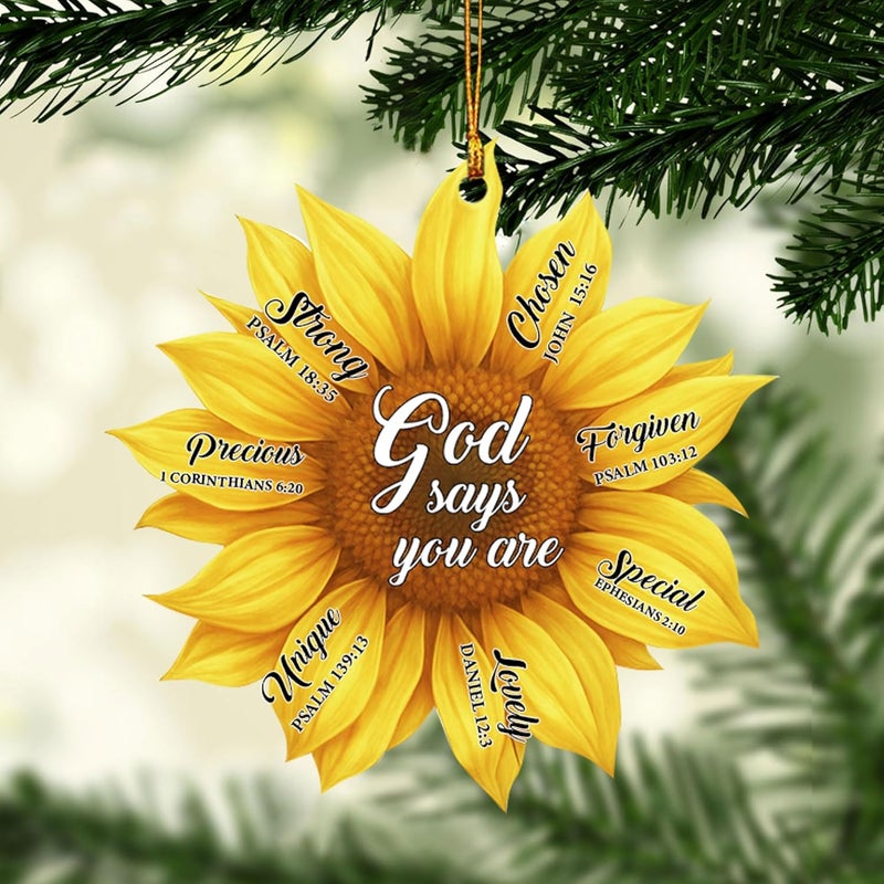 Talataca Sunflower God Says You Are Unique Lovely Chosen Car Rear View Mirror Ornament - Image 3