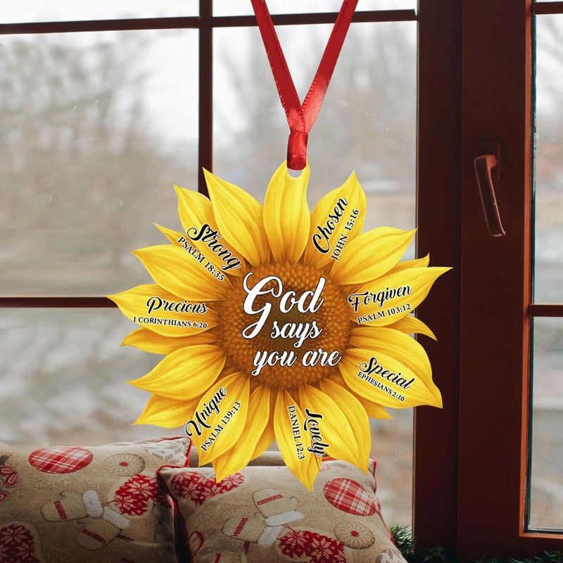 Talataca Sunflower God Says You Are Unique Lovely Chosen Car Rear View Mirror Ornament - Image 4