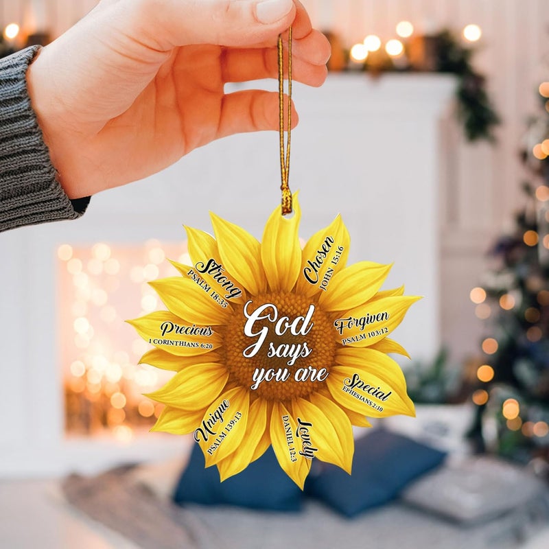 Talataca Sunflower God Says You Are Unique Lovely Chosen Car Rear View Mirror Ornament - Image 5
