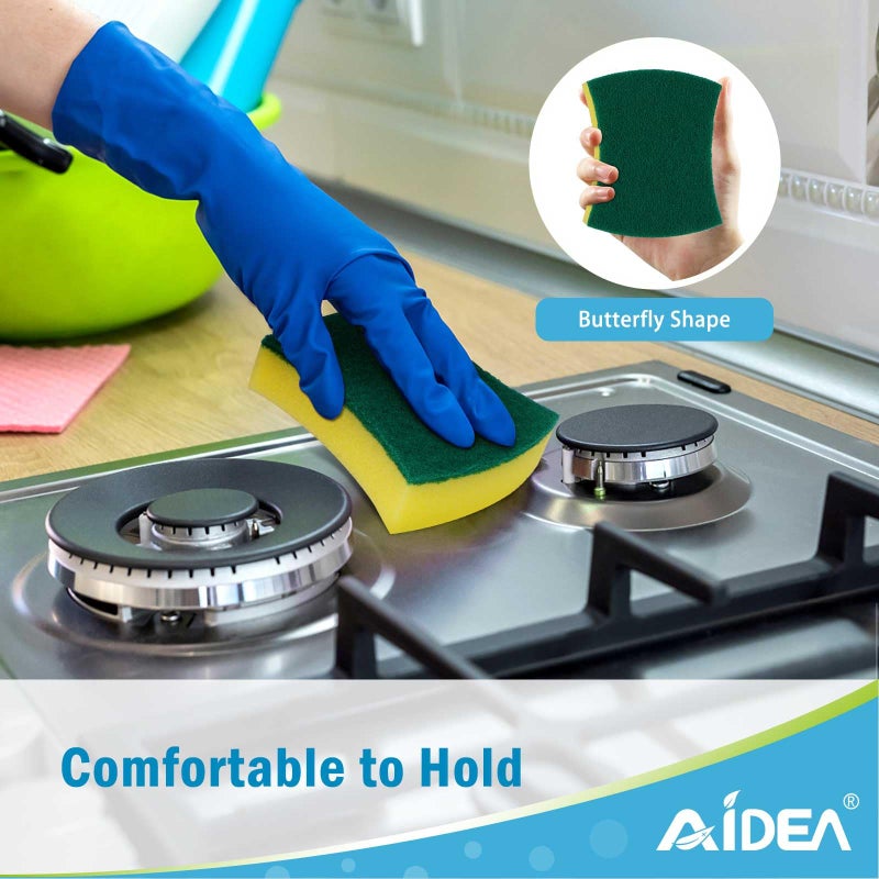 AIDEA Sponges Kitchen, 24 Pack Heavy Duty Dish Sponge, Cleaning Dish Scrubber Sponge for Home and Kitchen, Stink-Free Cleaning Supplies for Pots, Pans - Image 5