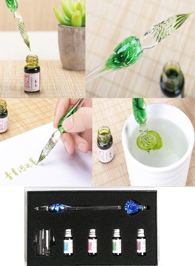 ArtBee Glass Dipped Pen Ink Set Handmade Crystal Calligraphy Pen for Art, Signatures, Drawing, Decoration, Calligraphy (Pen + 4 Ink) - Image 2
