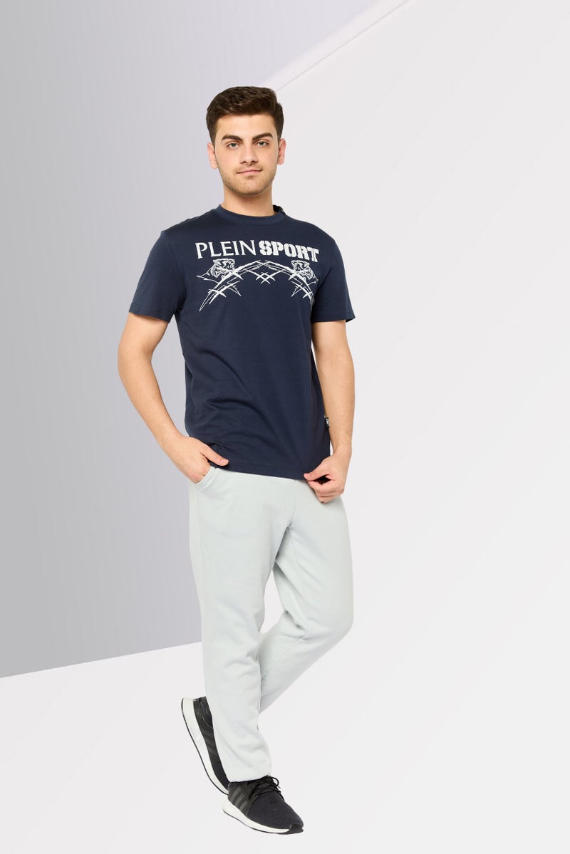 PHILIPP PLEIN Plein Sport Men Sportswear Fit Short Sleeves Outdoor T-Shirt, Navy - Image 2