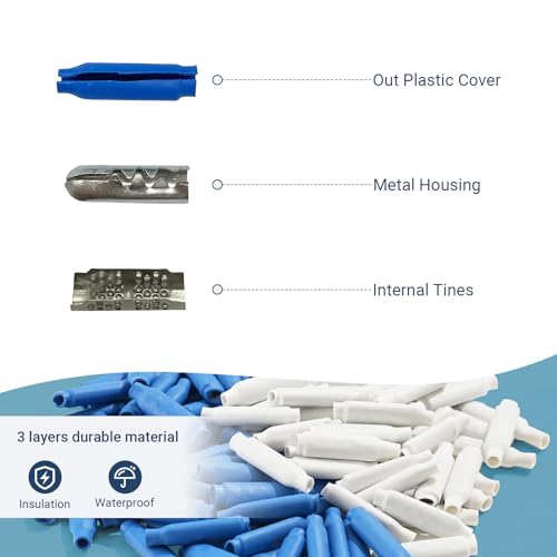 LODMOD Low Votage Wire B Connectors with Filled Gel for Telephone Alarm Wire Crimp Bean Splice, Wet Blue 100pcs + Dry White 100pcs - Image 3
