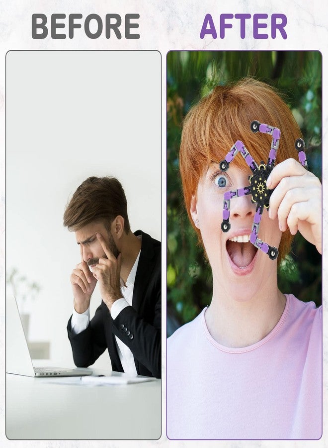 Junkin 100 Pcs Funny Sensory Fidget Toy Bulk Transformable Chain Robot Finger Toys Fidget Spinners Stress Relief Fingertip Gyro Deformable Mechanical Spiral Spinner for Adult Kids ADHD(Classic) - Image 5