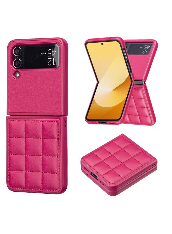 Green Tiger For Samsung Galaxy Z Flip4 Square-shaped Leather Back Cover Phone Case(Rose Red)