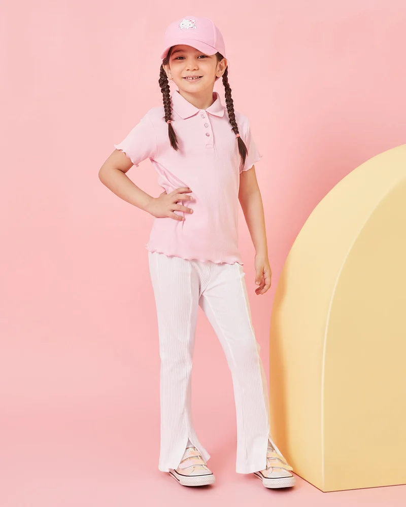 ردتاغ Girls White Textured Trousers