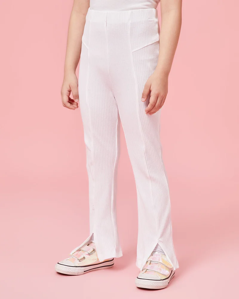 ردتاغ Girls White Textured Trousers