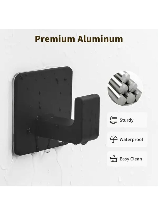 4 Black Heavy Duty Solid Aluminum Wall Hooks No Drill Adhesive Mount - Image 3
