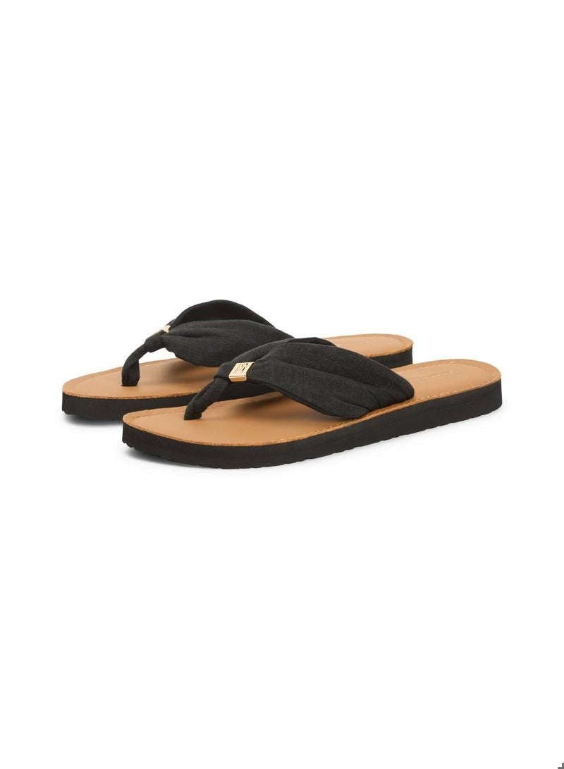 TOMMY HILFIGER TH Monogram Plaque Hemp Flip-Flops - Image 2