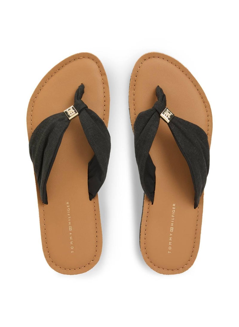 TOMMY HILFIGER TH Monogram Plaque Hemp Flip-Flops - Image 4