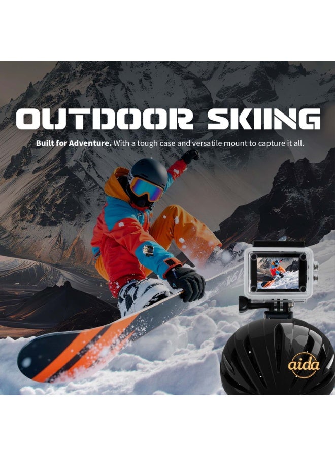 عام كاميرا خوذة، كاميرا مدمجة، كاميرا بانورامية 360 درجة، كاميرا حركة 4K، كاميرا حركة 1080P (مع غلاف مقاوم للماء)، كاميرا خارجية صغيرة ذكية عالية الدقة مقاومة للماء (فضية مع بطاقة ذاكرة 32 جيجابايت). - Image 5