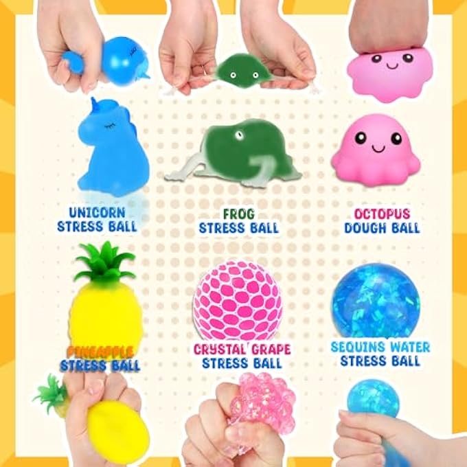 OLEOLETOY Stress Balls Squishy Fidget Toys: 32 Pack Stress Balls for Adults, Squishy Ball Sensory Toys with Autism, Travel Toys Road Trip Activities, Classroom Prizes, Party Favors and Goodie Bag Stuffers - Image 2