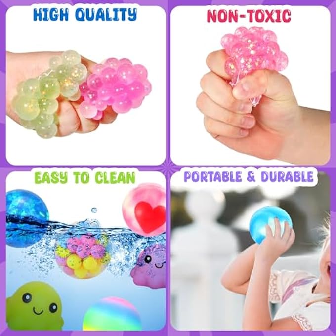 OLEOLETOY Stress Balls Squishy Fidget Toys: 32 Pack Stress Balls for Adults, Squishy Ball Sensory Toys with Autism, Travel Toys Road Trip Activities, Classroom Prizes, Party Favors and Goodie Bag Stuffers - Image 3