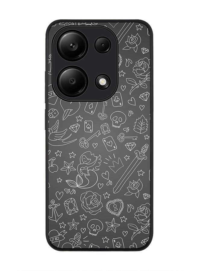 Stylizedd Rugged Black Edge Case for Xiaomi Redmi Note 13 Pro 4G / Xiaomi Poco M6 Pro 4G, Slim fit Case Thin Cover -  Doodles - Image 1