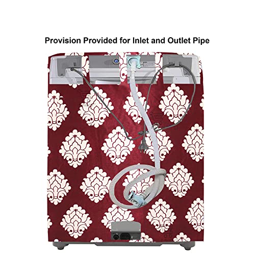 E-Retailer® Exclusive 3-Layered Polyester Combo Set of Appliances Cover (1 Pc. Fridge Top Cover, 2 Pc. Handle Cover, 1 Pc. of Microwave Oven Top Cover and 1 Pc. Top Load Washing Machine Cover) (Color-Maroon, Design-Printed, Set Contains-3 Pcs.) - Image 4