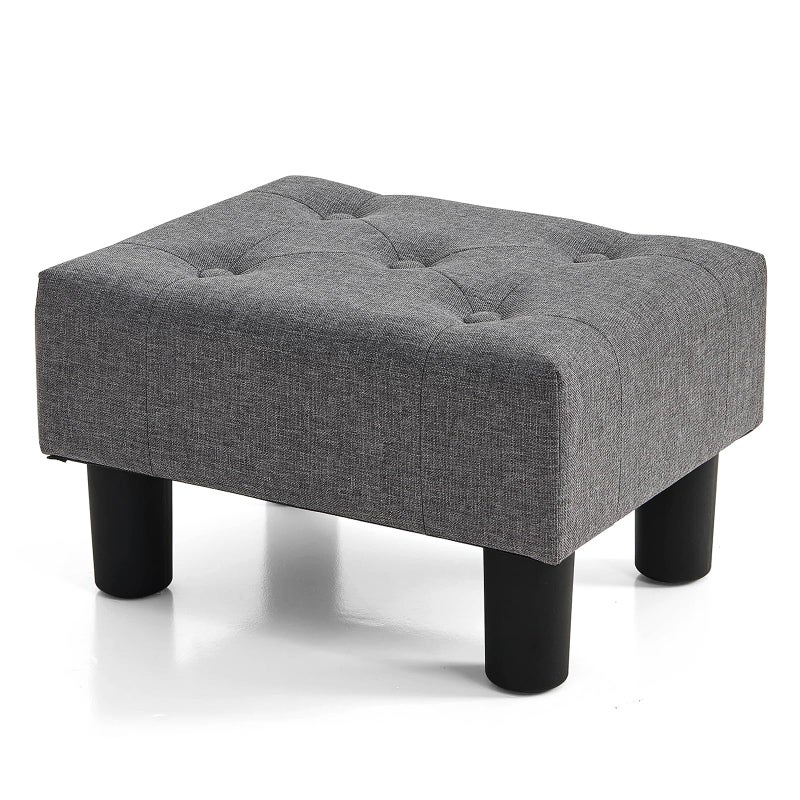 BRIAN  DANY Small Foot Stool Linen Footstool with Legs Footstools for Living Room Ottoman Footrest Extra Seating for EntrywayGray