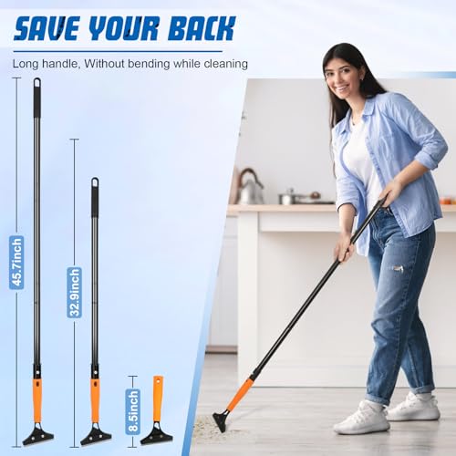 JIURAIN Razor Blade Floor Scraper with Long Handle, 4 Inch Floor Scraper Tools Heavy Duty with 10PCS Extra Metal Blades,Paint Scrapers for Cleaning Wall Glass Floor Paint Gum Stains Stickers Linoleum - Image 4