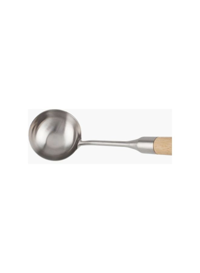 NIBEMINENT Berger Stainless Steel Ladle With Rubberwood Handle Silver/Beige 36centimeter - Image 2