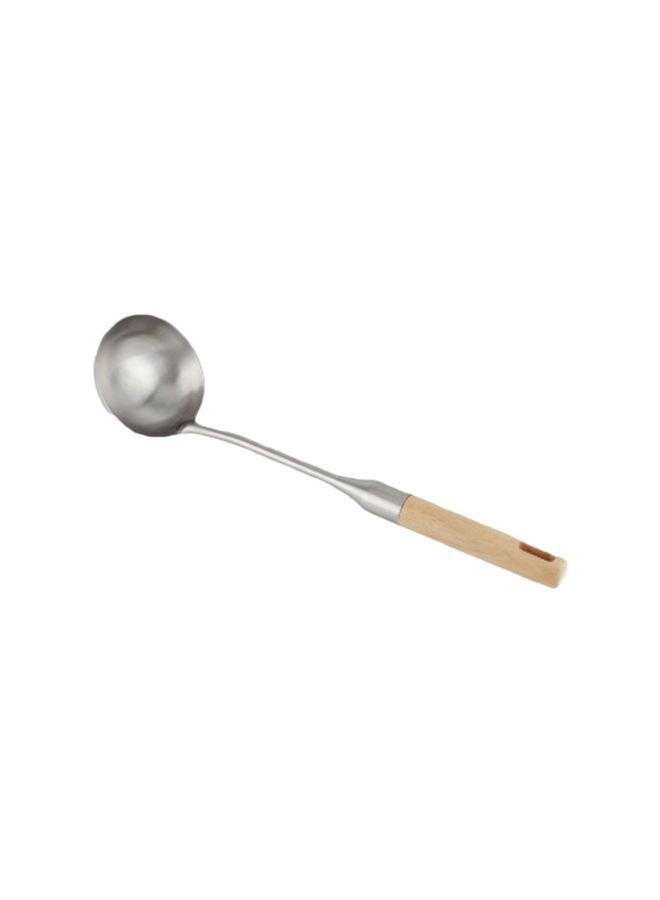 NIBEMINENT Berger Stainless Steel Ladle With Rubberwood Handle Silver/Beige 36centimeter - Image 1