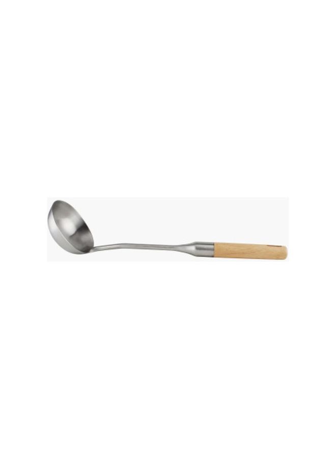 NIBEMINENT Berger Stainless Steel Ladle With Rubberwood Handle Silver/Beige 36centimeter - Image 3