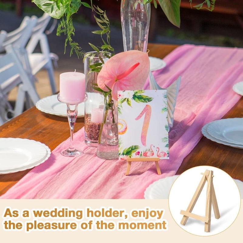 KRYTONE � 5 Inch Mini Wood Display Easel Artist Small Wooden Easel Stand Art Craft Painting Triangle Easel Canvas Holder Mini Easels Pack Tabletop Stand for Card Artist Photos Phone Wedding (20) - Image 5