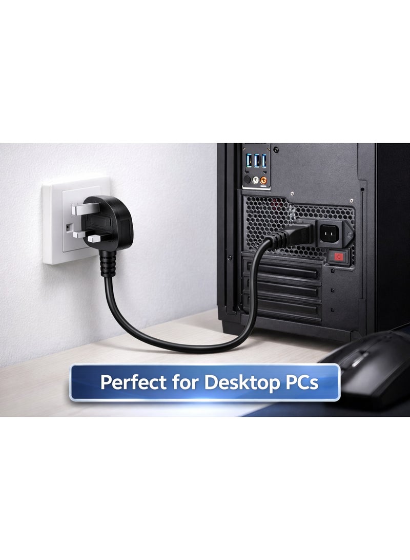 CABLE CONV UK 3 Pin Power Cable for PC & Monitor – 5 Meter Heavy Duty Power Cord | Compatible with Computer, Monitor, Printer & UPS - Image 3