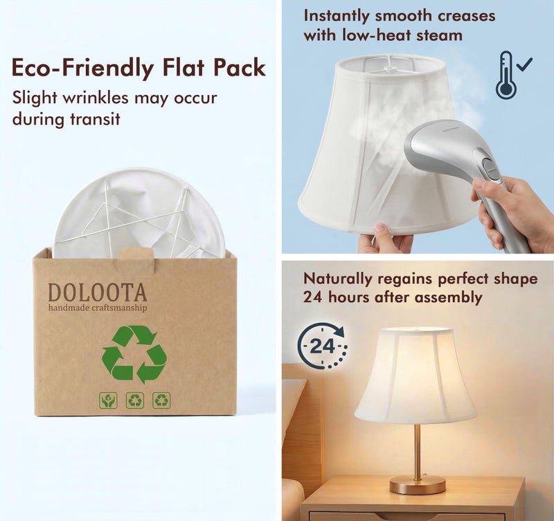 DOLOOTA White Bell Lamp Shades Set of 2, 6.7" x 13" x 10.6" Fabric Replacement Lampshades for Table Lamps, Spider Fitter Lamp Shades for Home Decoration in Living Room, Bedroom, Easy Assembly Required - Image 5