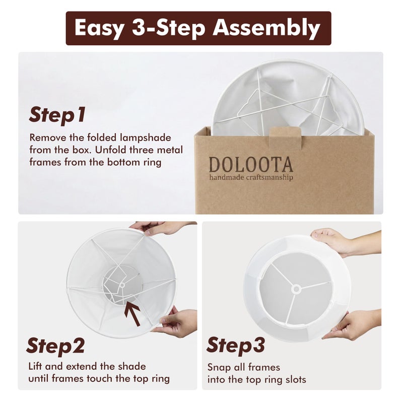 DOLOOTA White Bell Lamp Shades Set of 2, 6.7" x 13" x 10.6" Fabric Replacement Lampshades for Table Lamps, Spider Fitter Lamp Shades for Home Decoration in Living Room, Bedroom, Easy Assembly Required - Image 4
