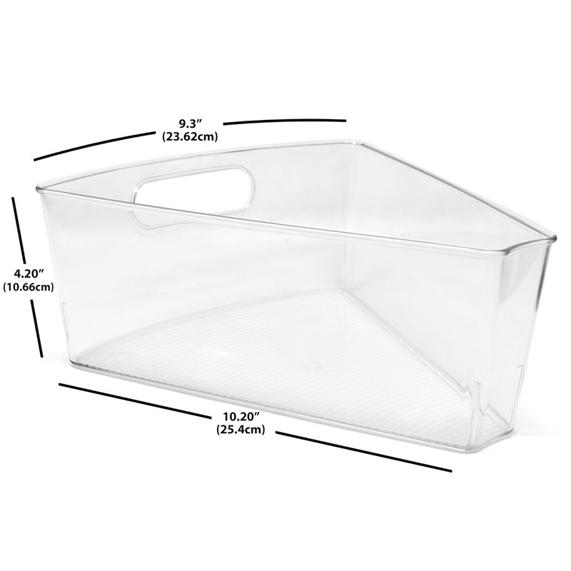Kitchen Spaces Lazy Susan Deep Organizer Bins, Corner Cabinet Turntable Shelf Storage for Kitchen and Pantry Items, Clear and Sturdy with Built-In Handles, 2 Pack - Image 2