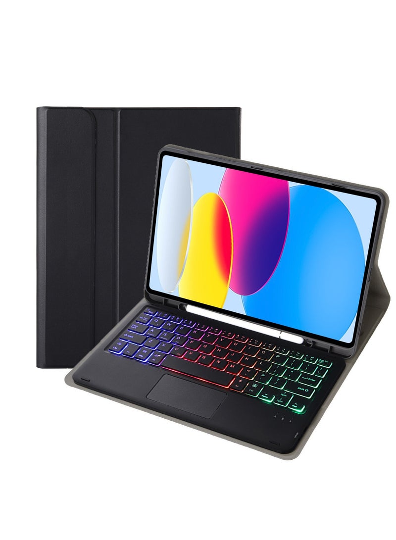 Arabic and English Keyboard Case for Samsung Galaxy  Tab S9 PLUS, Black  Backlit Bluetooth Slim Keyboard, Multi-Touch Trackpad, Lightweight Protective Cover - Image 1