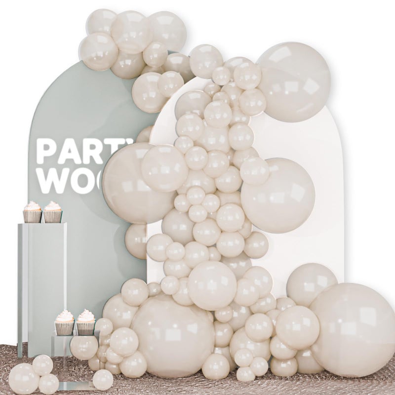 PartyWoo Pearl Beige Balloons 140pcs Different Sizes Pack of 18 12 10 5 Inch Off White Sand Cream Ivory Balloon Arch Kit Garland for Wedding Bridal Baby Shower Birthday Party Decorations WhiteZ41 - Image 3