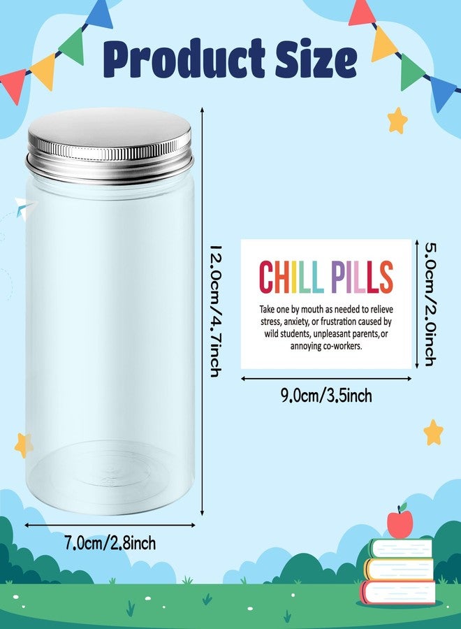 BkeeCten Funny Teacher Appreciation Gift - Plastic Chill Pills Jar with "Chill Pills"Sticker Cute Practical Medication Management Transparent Jars for Teacher's Day Graduation Gift(Candy Not Included) - Image 2