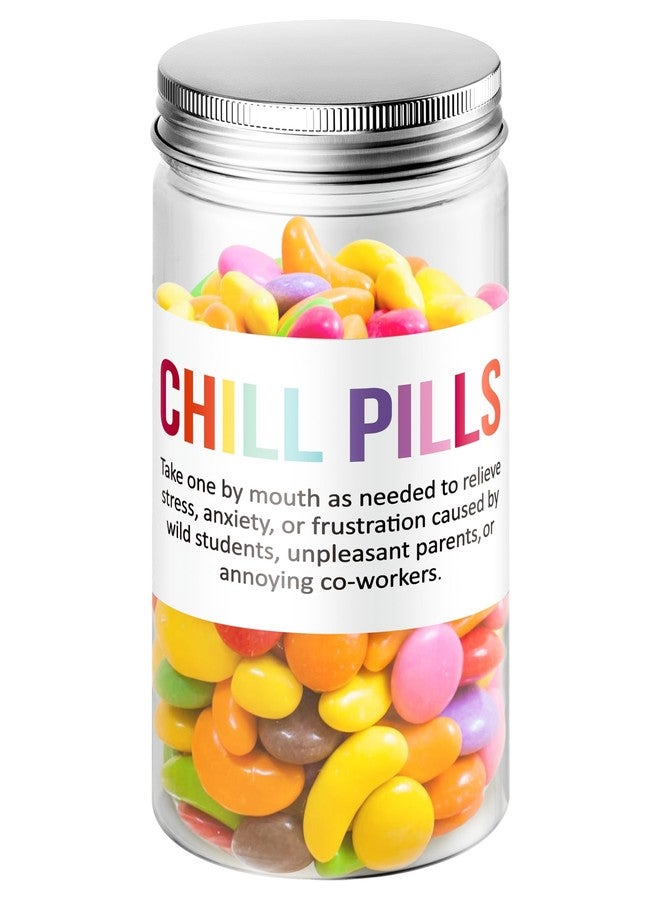 BkeeCten Funny Teacher Appreciation Gift - Plastic Chill Pills Jar with "Chill Pills"Sticker Cute Practical Medication Management Transparent Jars for Teacher's Day Graduation Gift(Candy Not Included) - Image 1