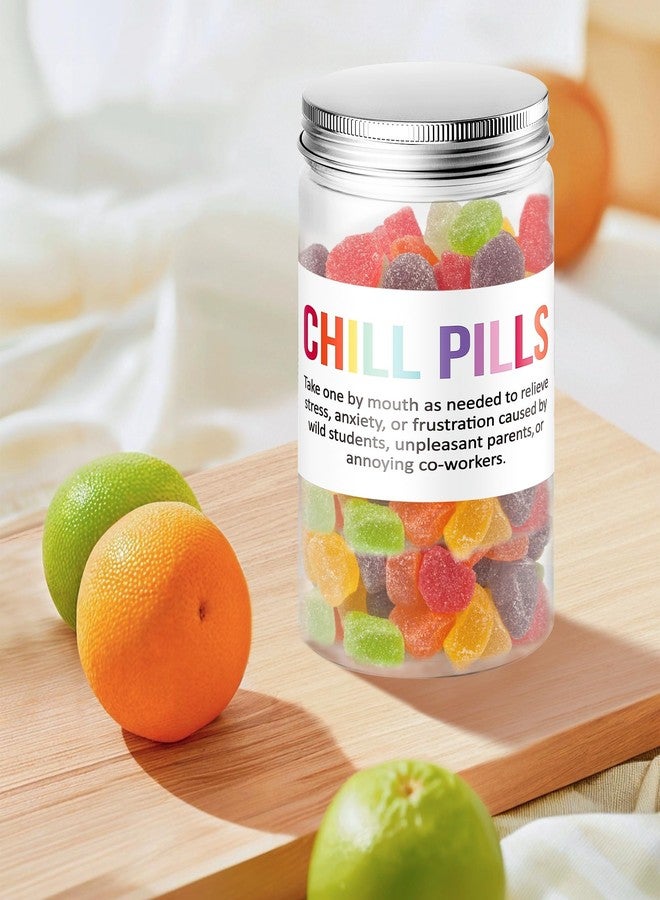 BkeeCten Funny Teacher Appreciation Gift - Plastic Chill Pills Jar with "Chill Pills"Sticker Cute Practical Medication Management Transparent Jars for Teacher's Day Graduation Gift(Candy Not Included) - Image 3