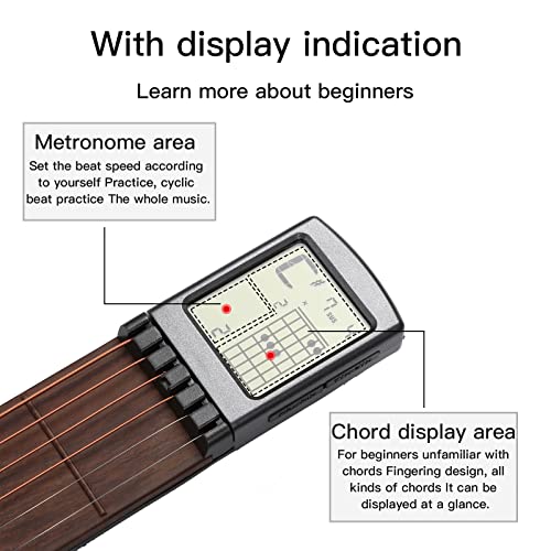 Gueiddi Digital Guitar Chord Trainer, Portable 6-Fret Guitar Practice Training Tool with Rotating Chart Screen, Beginner Practice Tool with Chord Chart Metronome, SCT-80 - Image 3