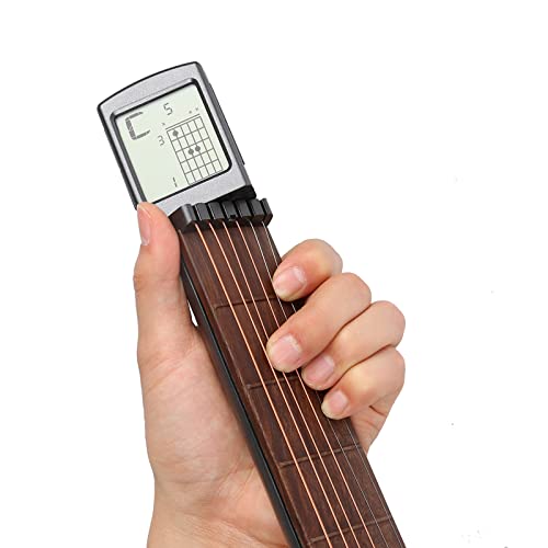 Gueiddi Digital Guitar Chord Trainer, Portable 6-Fret Guitar Practice Training Tool with Rotating Chart Screen, Beginner Practice Tool with Chord Chart Metronome, SCT-80 - Image 1
