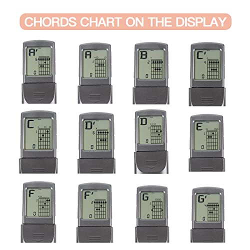 Gueiddi Digital Guitar Chord Trainer, Portable 6-Fret Guitar Practice Training Tool with Rotating Chart Screen, Beginner Practice Tool with Chord Chart Metronome, SCT-80 - Image 4