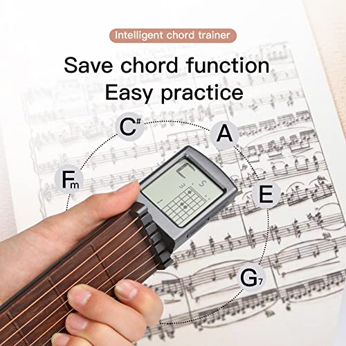 Gueiddi Digital Guitar Chord Trainer, Portable 6-Fret Guitar Practice Training Tool with Rotating Chart Screen, Beginner Practice Tool with Chord Chart Metronome, SCT-80 - Image 2
