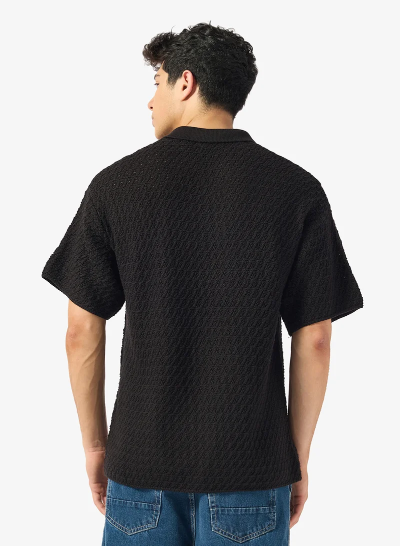 جاك اند جونز بلوزة بولو محبوكة بياقة مقسومة وقصة مريحة