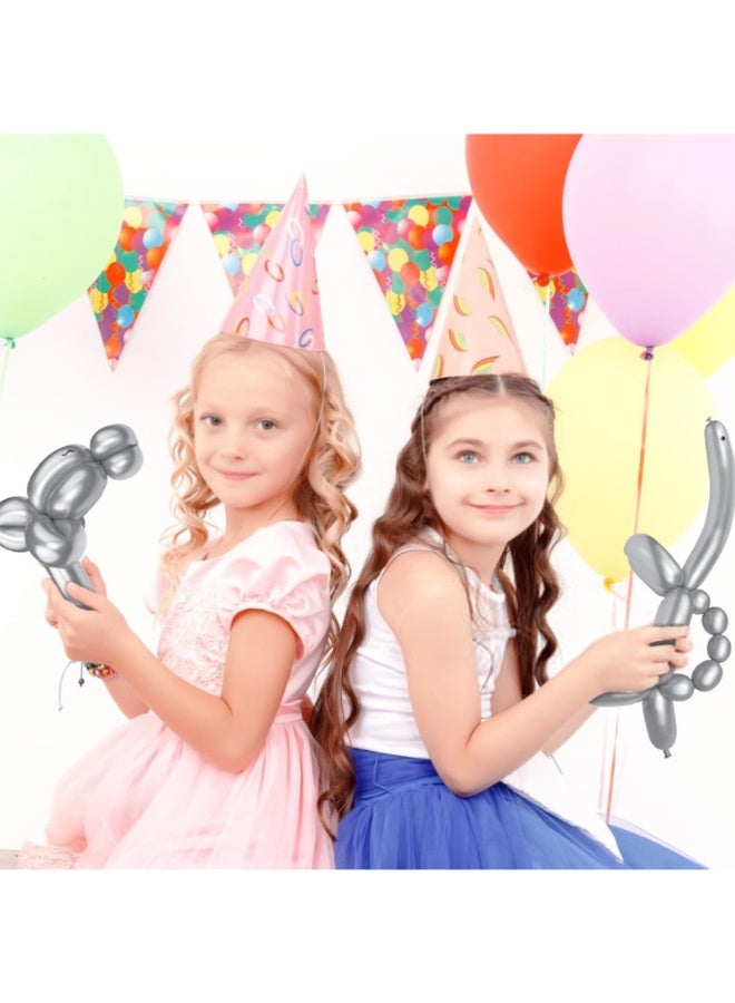 TOY GARDEN 100 PCS Silver Twist Balloons Latex Bulk Modeling Balloons Kit Long Spiral Balloons for Elegant Decoration Chrome Party Supply - Image 5