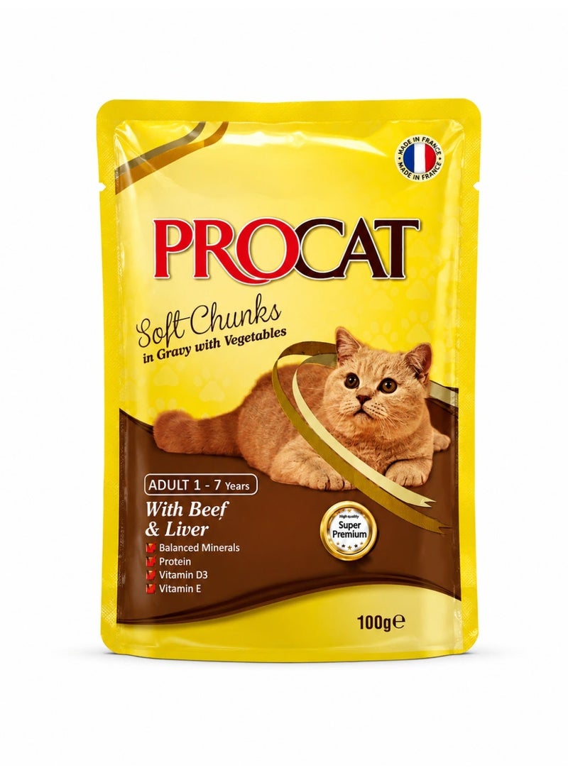 Premium Cat Litter Box with Scoop & PROCAT Soft Chunks in Gravy with Beef & Liver – Wet Cat Food Bundle - Image 3