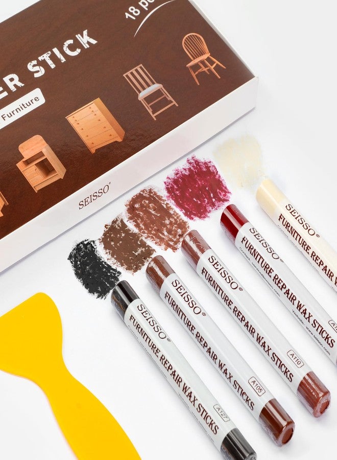 SEISSO أقلام ملء الخشب، 18 لون من شمع الخشب، مجموعة أقلام شمع إصلاح الأثاث SEISSO لملء الخدوش، العلامات، الشقوق، ثقوب المسامير في الأرضيات الخشبية، الخزائن، الطاولات، الأبواب - Image 5