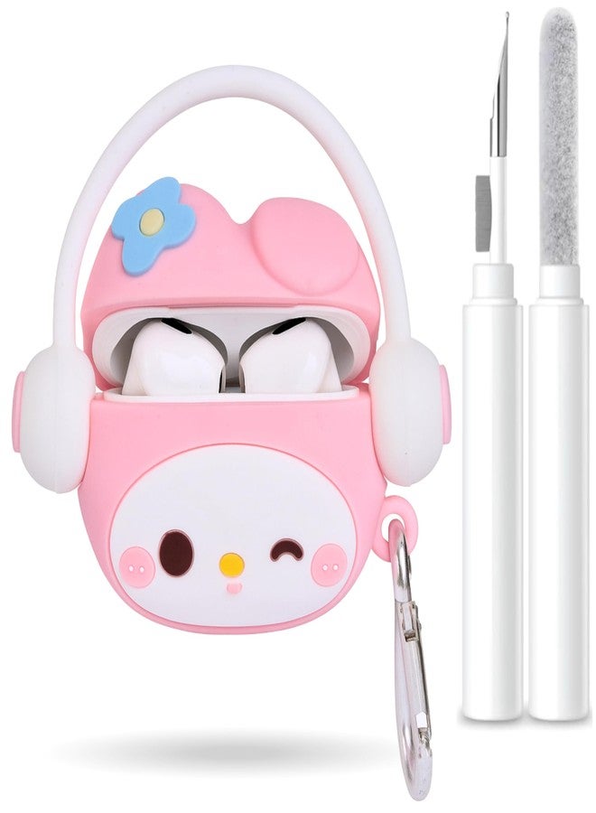 EMOH ROCED Compatible with AirPods 4 Case Cover 2024 with Cleaning Kit,Cartoon Kawaii for AirPods 4th Generation Case Silicone case for Apple Airpods 4 Accessories with Keychain for Women Girls (Kitty Pink) - Image 1