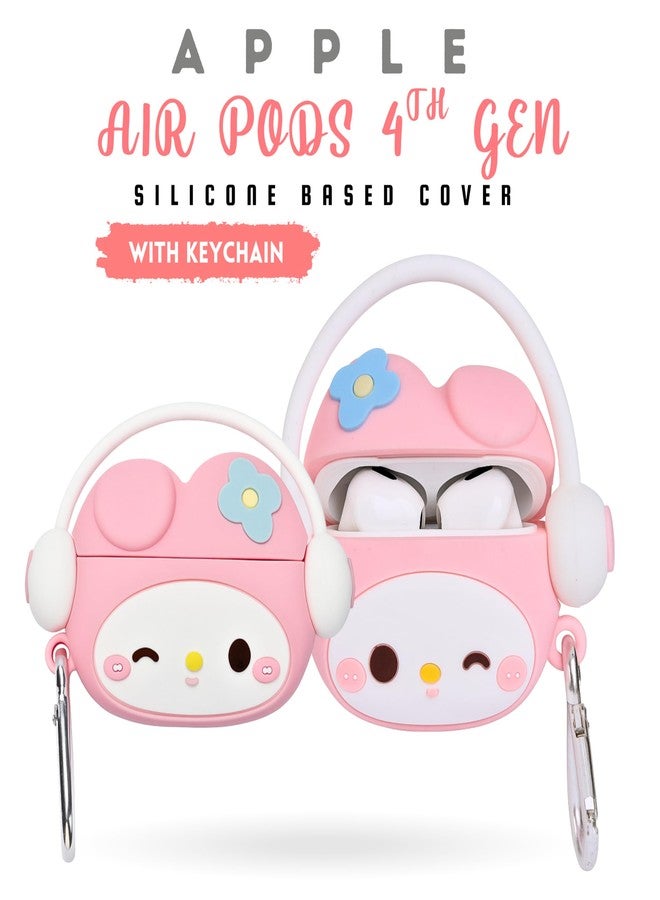 EMOH ROCED Compatible with AirPods 4 Case Cover 2024 with Cleaning Kit,Cartoon Kawaii for AirPods 4th Generation Case Silicone case for Apple Airpods 4 Accessories with Keychain for Women Girls (Kitty Pink) - Image 2