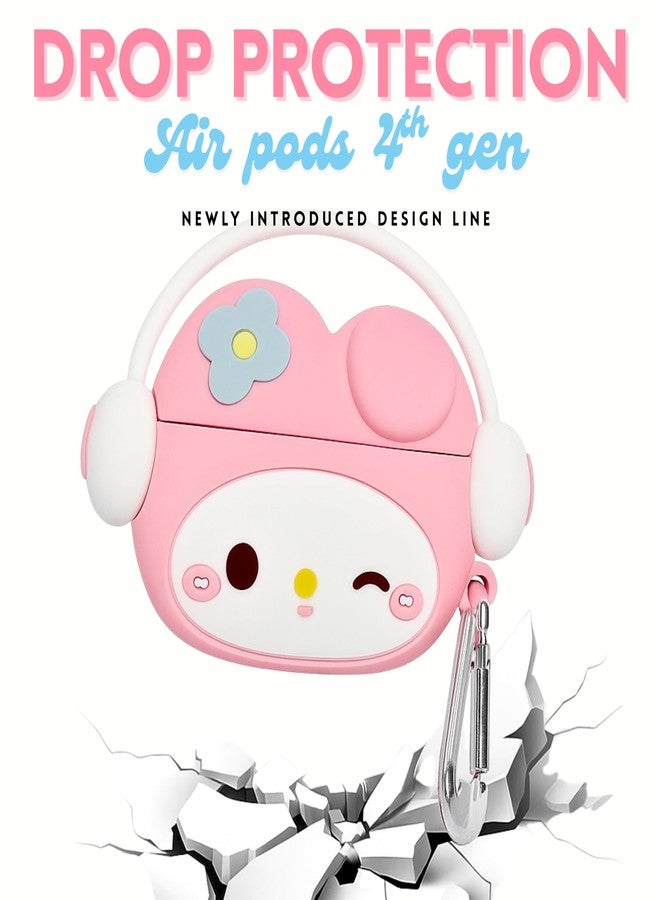 EMOH ROCED Compatible with AirPods 4 Case Cover 2024 with Cleaning Kit,Cartoon Kawaii for AirPods 4th Generation Case Silicone case for Apple Airpods 4 Accessories with Keychain for Women Girls (Kitty Pink) - Image 5
